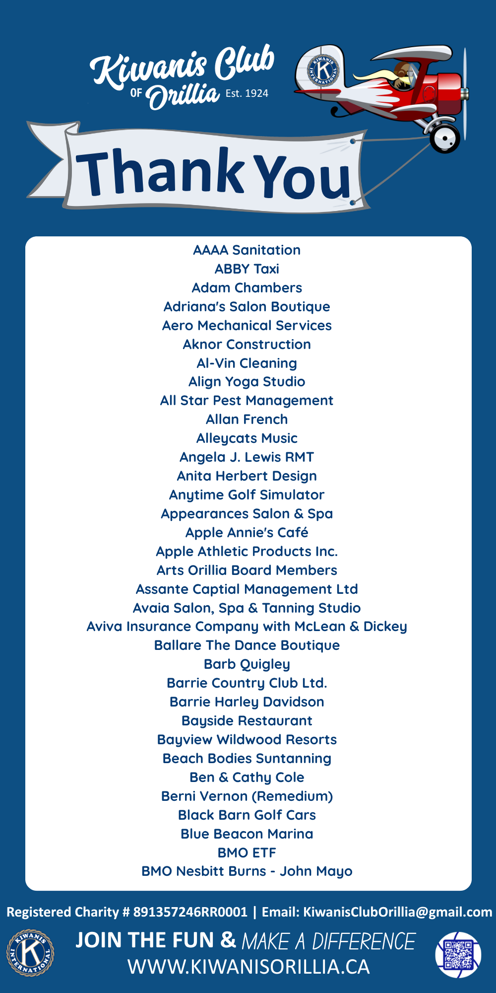 Kiwanis Auction Thank You