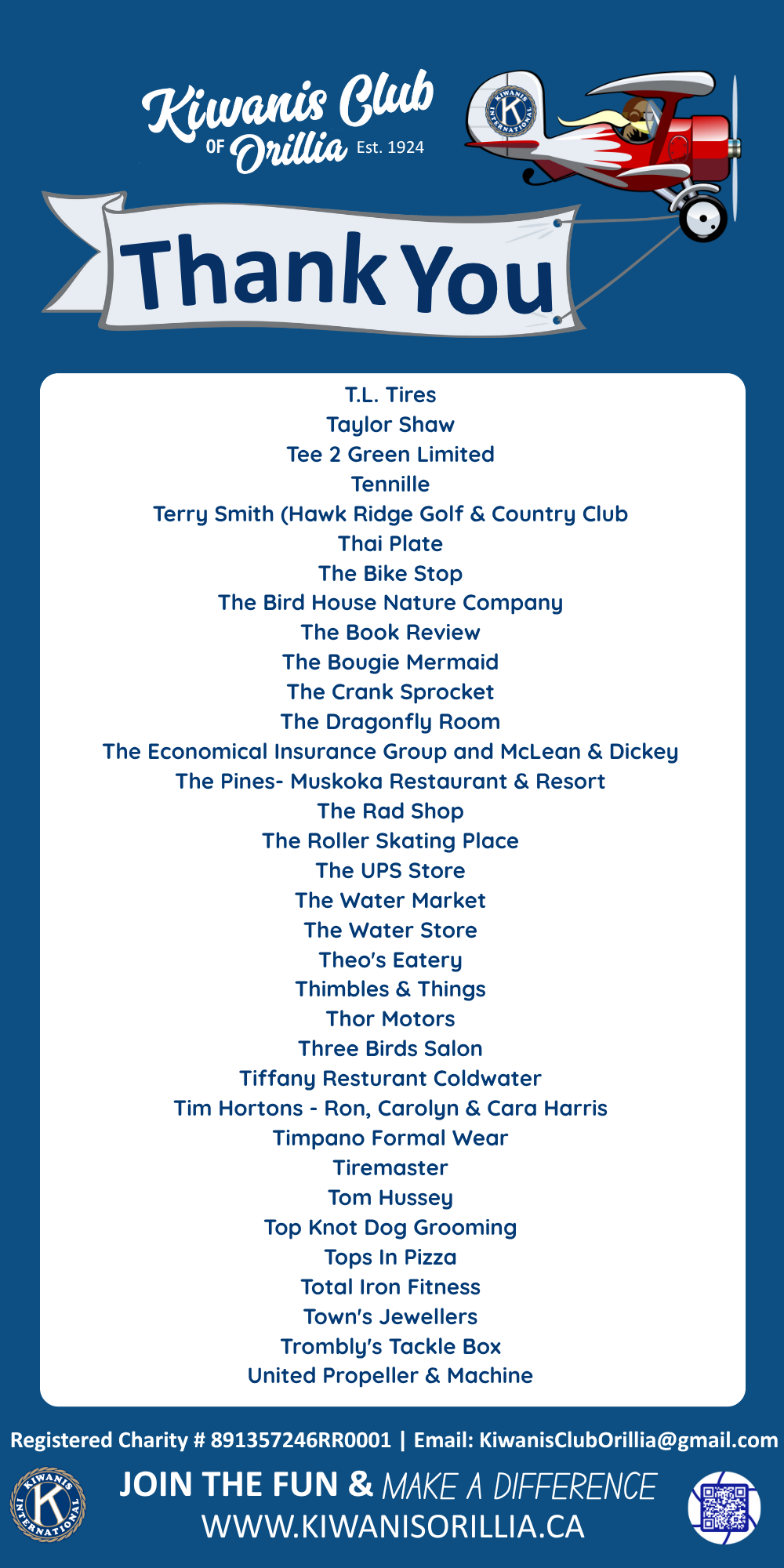 Kiwanis Auction Thank You