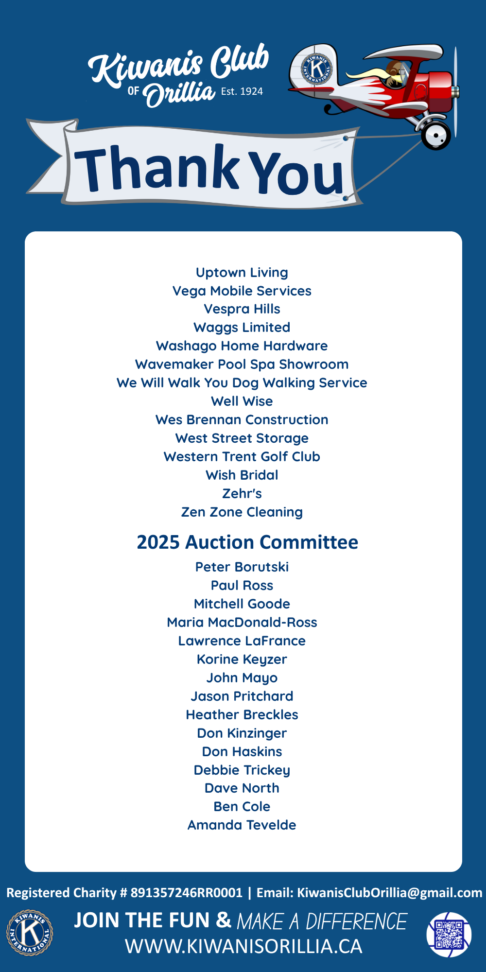 Kiwanis Auction Thank You