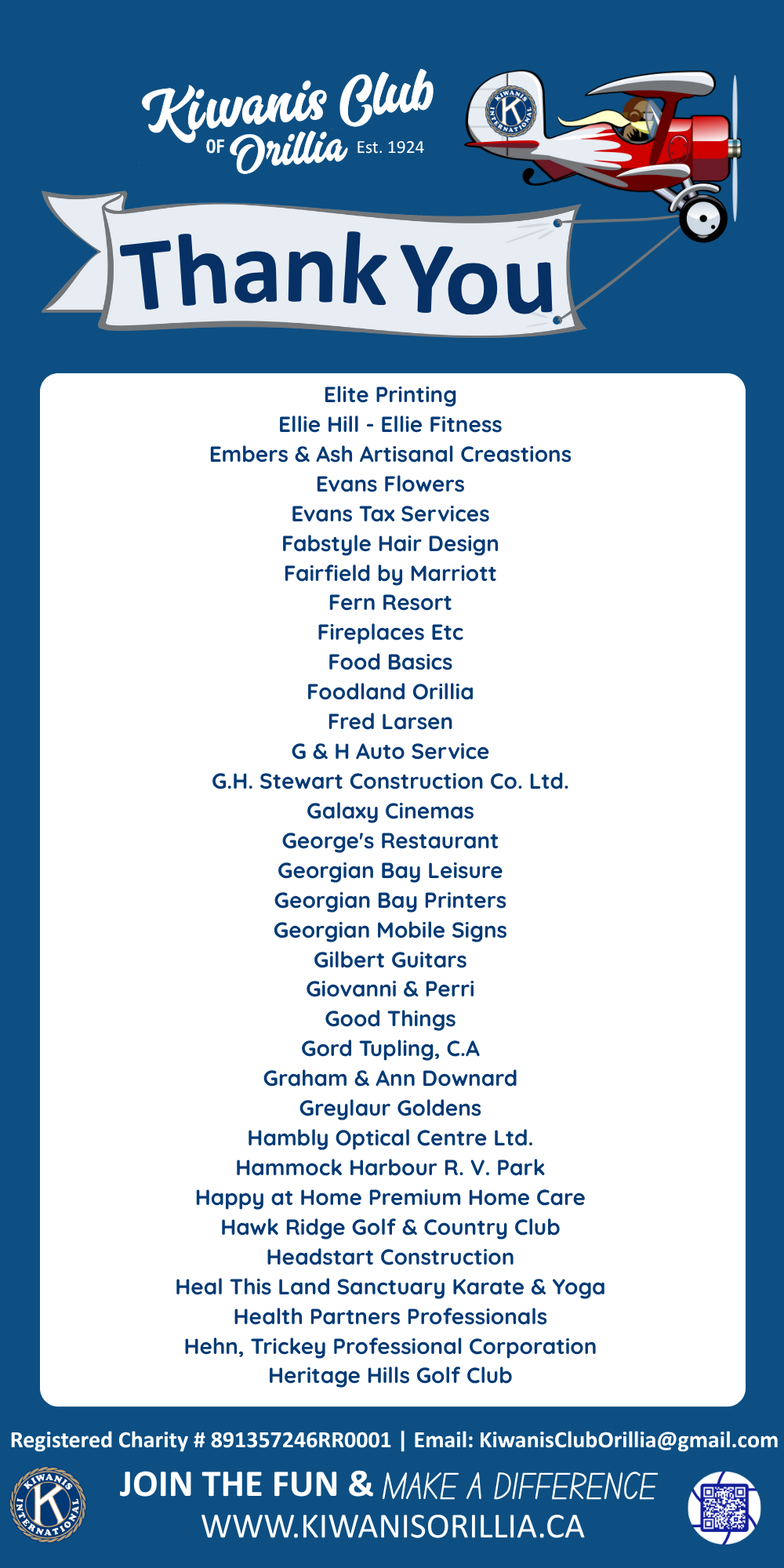 Kiwanis Auction Thank You